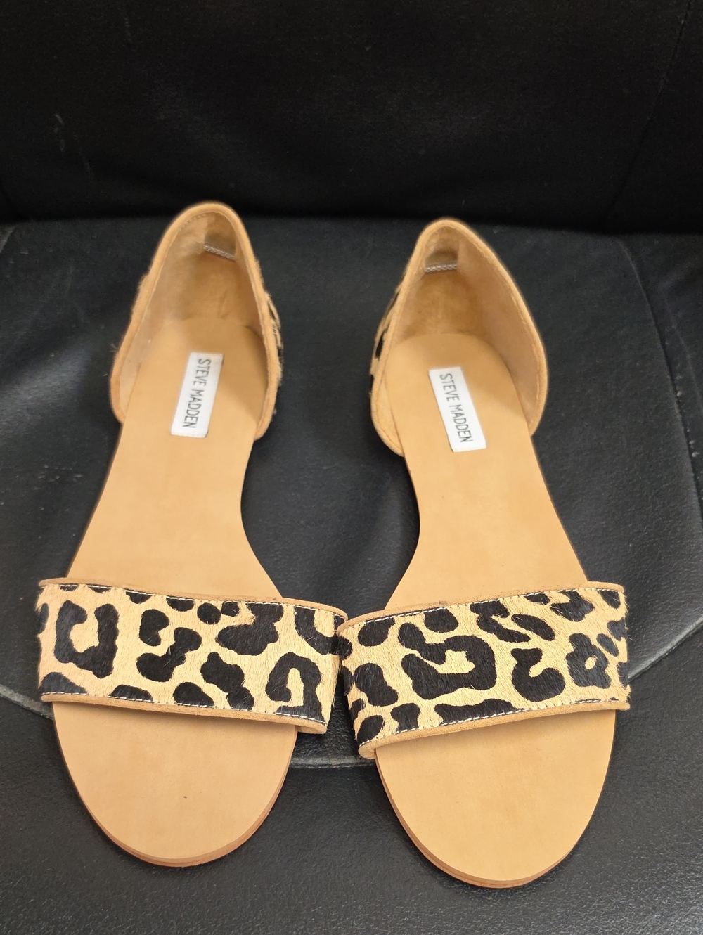 Steve Madden Leopard Print D'Orsay Sandals in Tan and Black